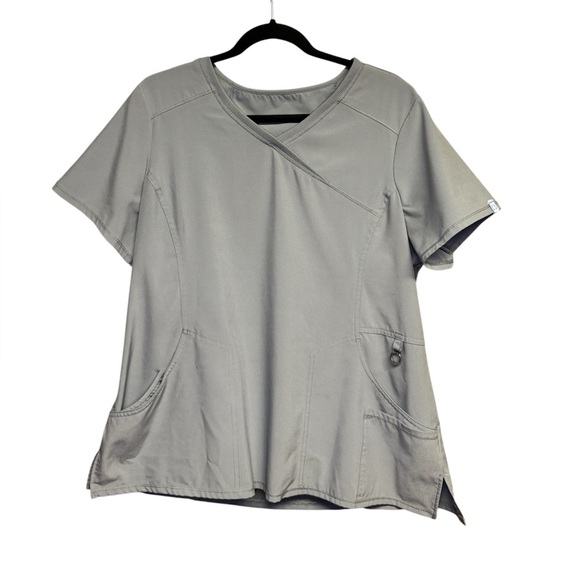 Cherokee Infinity Light Gray Scrub Top X-Large - Picture 2 of 5